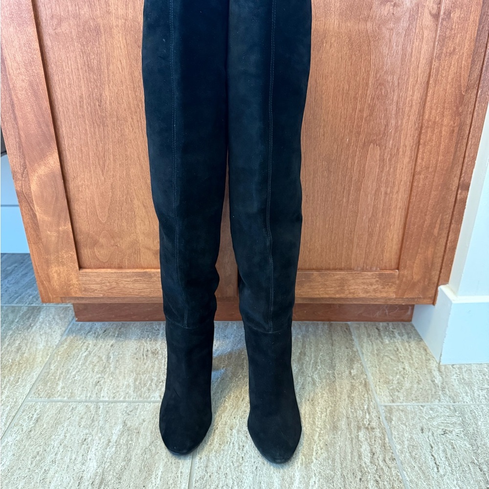 Nine West Black Suede Over the Knee Boots